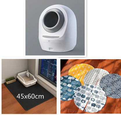 Electric smart cat litter box with WiFi connectivity in blue colour with enclosed design