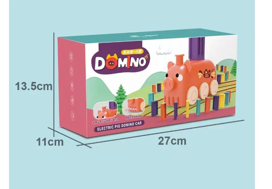 Domino Train Toy Stacking Block Set with Electric Car for Kids