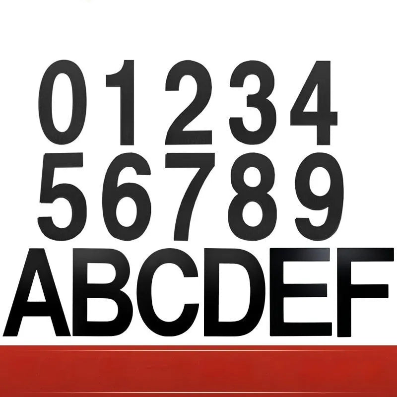 Black stainless steel sticky digital house number measuring 7.5cm with waterproof design and adhesive backing