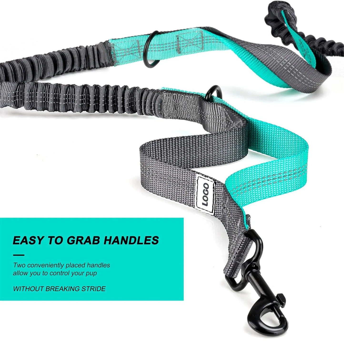 Black nylon outdoor pet training waist bag and dog leash set on waist