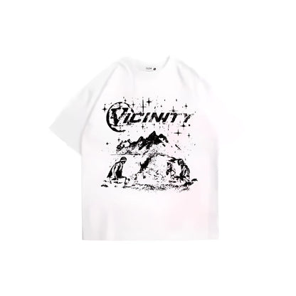 Men's retro hip hop print t-shirt in polyester fabric showing printed design in available colours TKL472 and TKL473