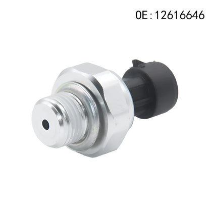Silver-coloured automotive fuel pressure sensor with metal construction and standard measurement range