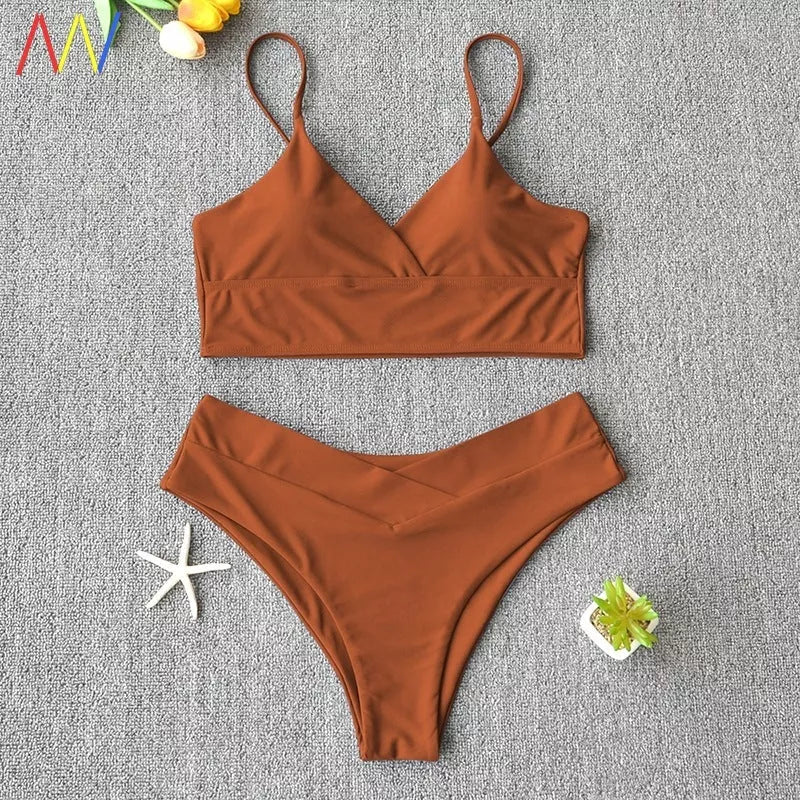 Women's two-piece swimwear bikini in various colors, perfect for beach and pool activities