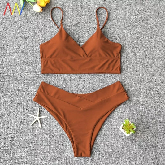Women's two-piece swimwear bikini in various colors, perfect for beach and pool activities