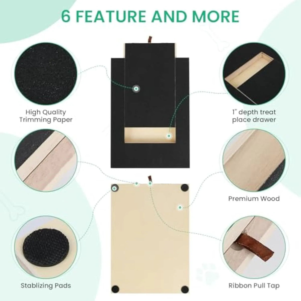 Dog nail scratch board with treat drawer for natural nail trimming