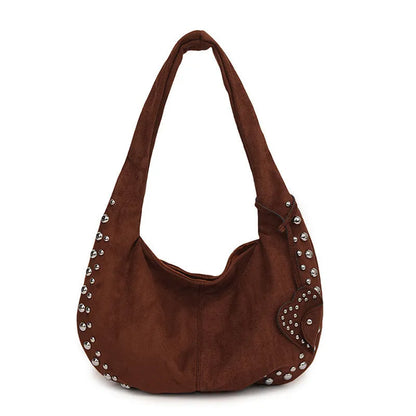 Women's soft plush underarm tote handbag in retro style without shoulder straps