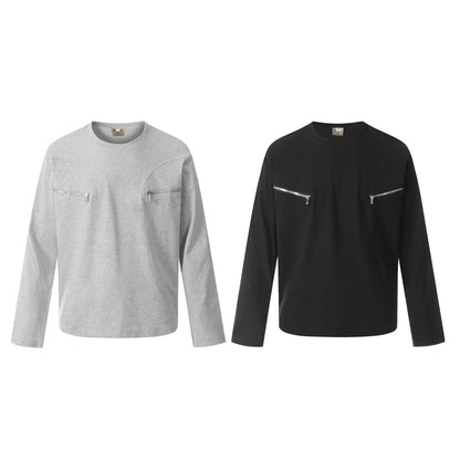 Cotton long sleeve t-shirt in loose fit design shown in black and flower grey colour options