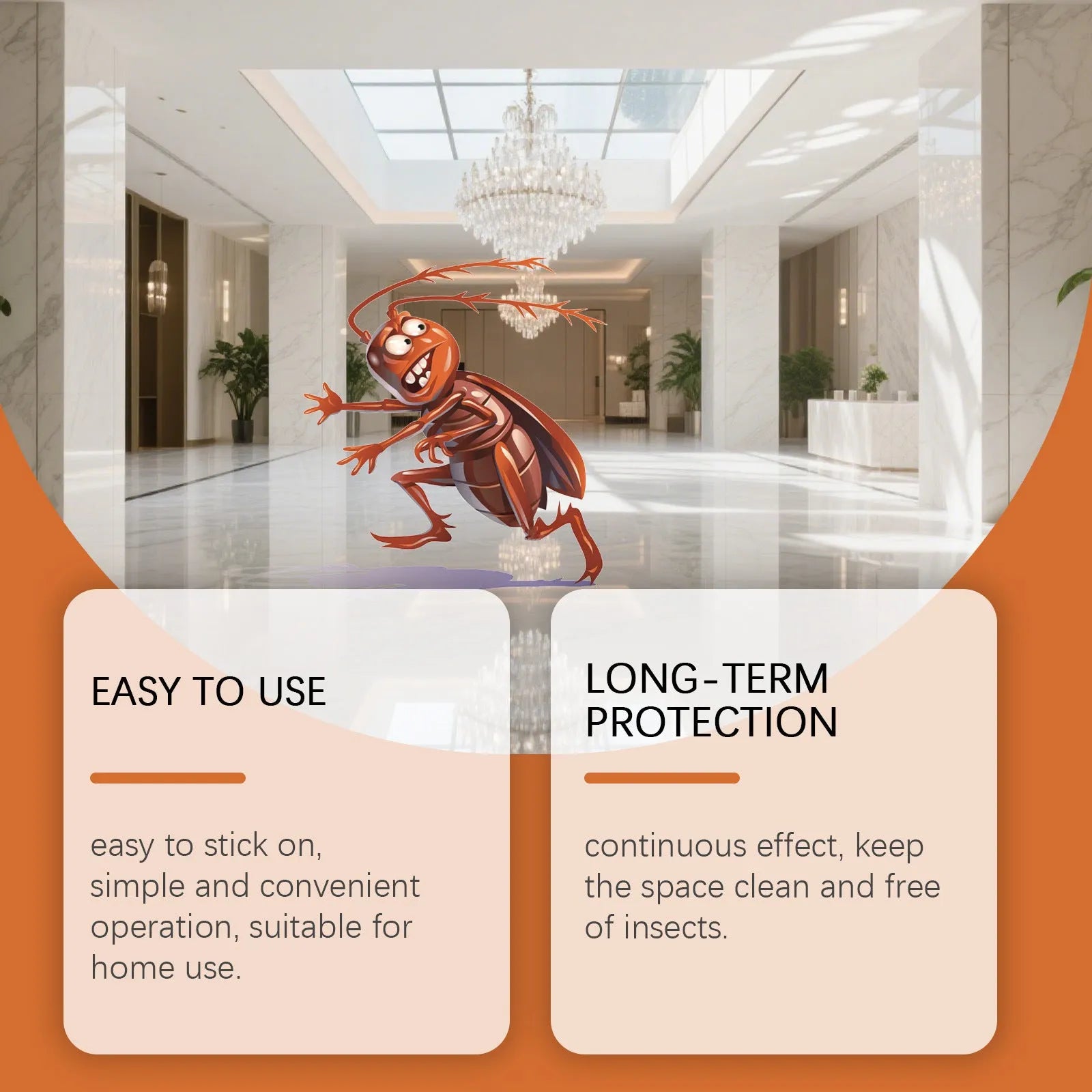 8-pack household cockroach killer bait stickers with adhesive glue traps for indoor kitchen pest control