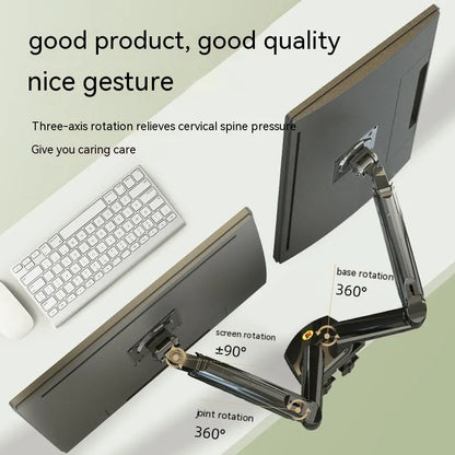 Dual screen monitor bracket with lift-style height adjustment for VESA 75-100mm monitors