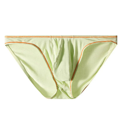 Men's modal ice silk butt-lift hip underwear in dark grey, pink, yellow green, blue, or sky blue.