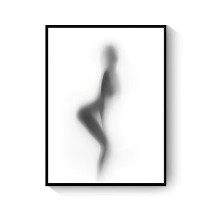 Black and white abstract canvas wall art with frameless rectangular design showing textured oil canvas surface