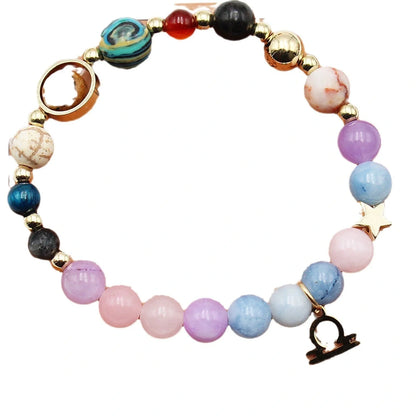 12 Constellation Morgan Stone Beaded Bracelet featuring detailed zodiac signs on 19mm beads