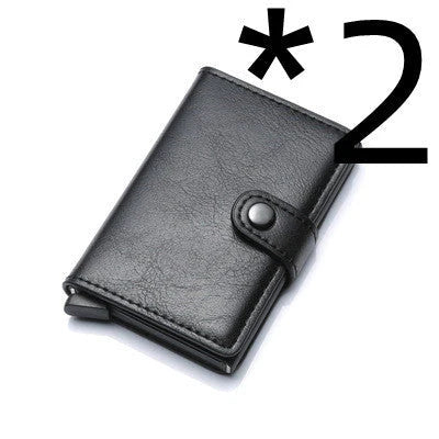 Men's RFID-blocking vintage wallet with aluminum purse and leather cover