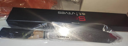 Damascus steel chef's knife for Japanese cuisine with 34.7cm blade