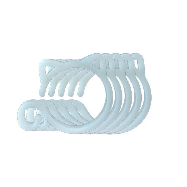 Red cat-shaped plastic gardening clip securing plant stem, showing 3cm length and decorative feline design