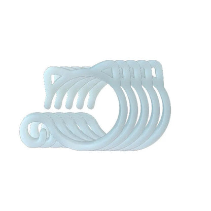 Red cat-shaped plastic gardening clip securing plant stem, showing 3cm length and decorative feline design