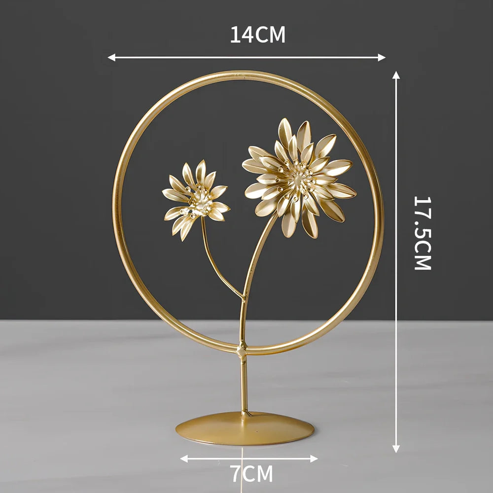 Nordic geometric wrought iron ornament with copper finish measuring 15x20cm