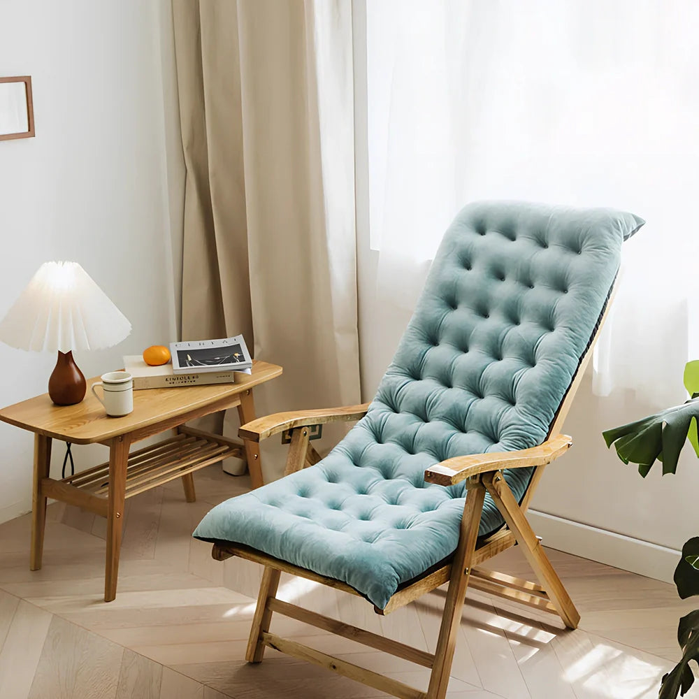 Thickened folding chair cushion with 8cm padding in crystal velvet fabric measuring 100x40cm