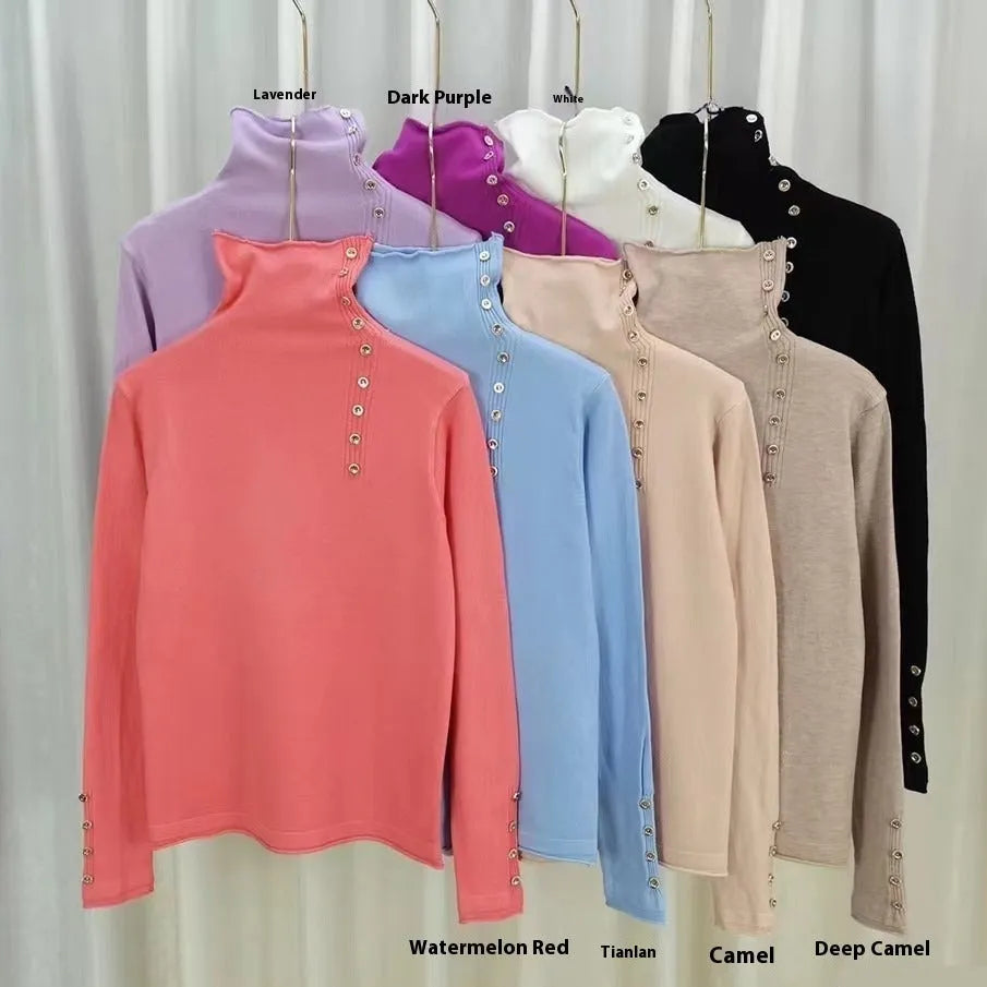 Slim fit knitted shirt with 3D pattern in light camel colour, showing regular sleeves and 40cm length