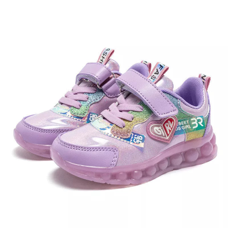 Teen girls' fashion jelly sole sports shoes in pink and purple