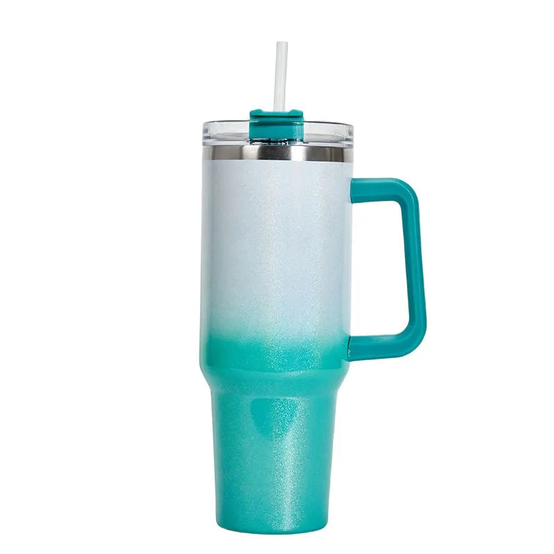 Stainless steel vacuum insulation cup with gradient colour, 27.5cm tall with 10cm wide mouth opening