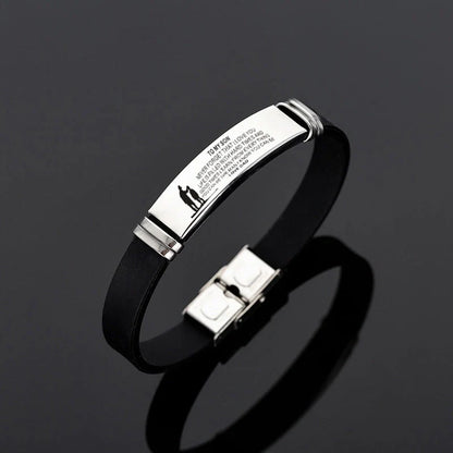 Engraved stainless steel silicone bracelet with personalized charms