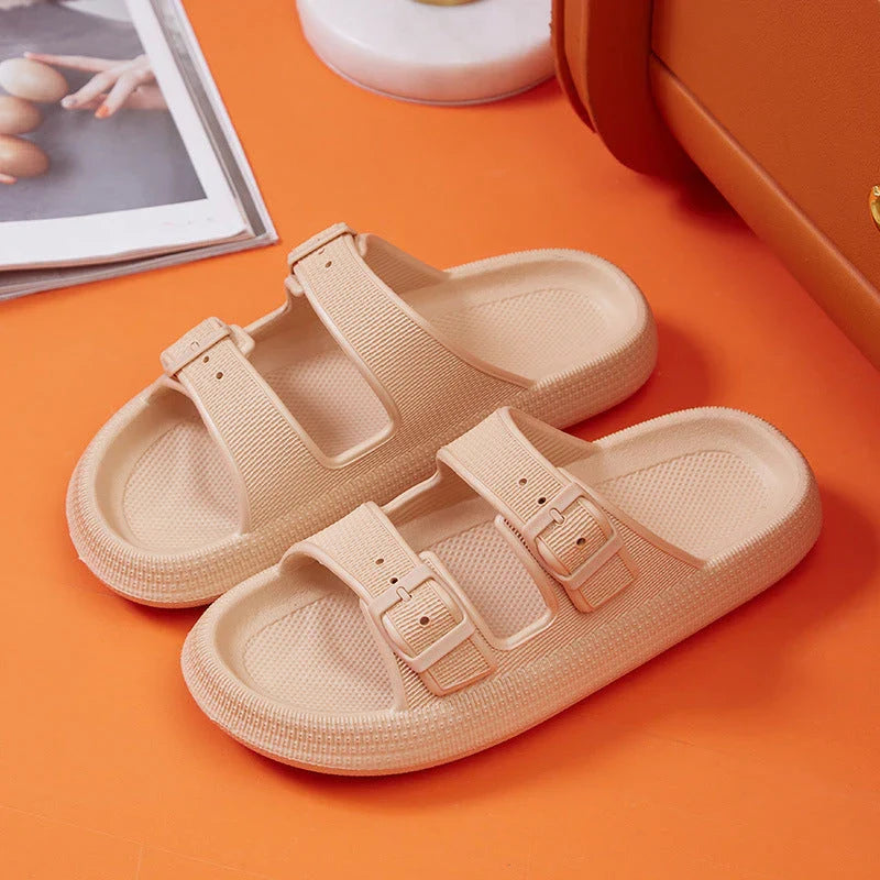 Stylish buckle slip-on platform sandals in various colors for women's summer fashion