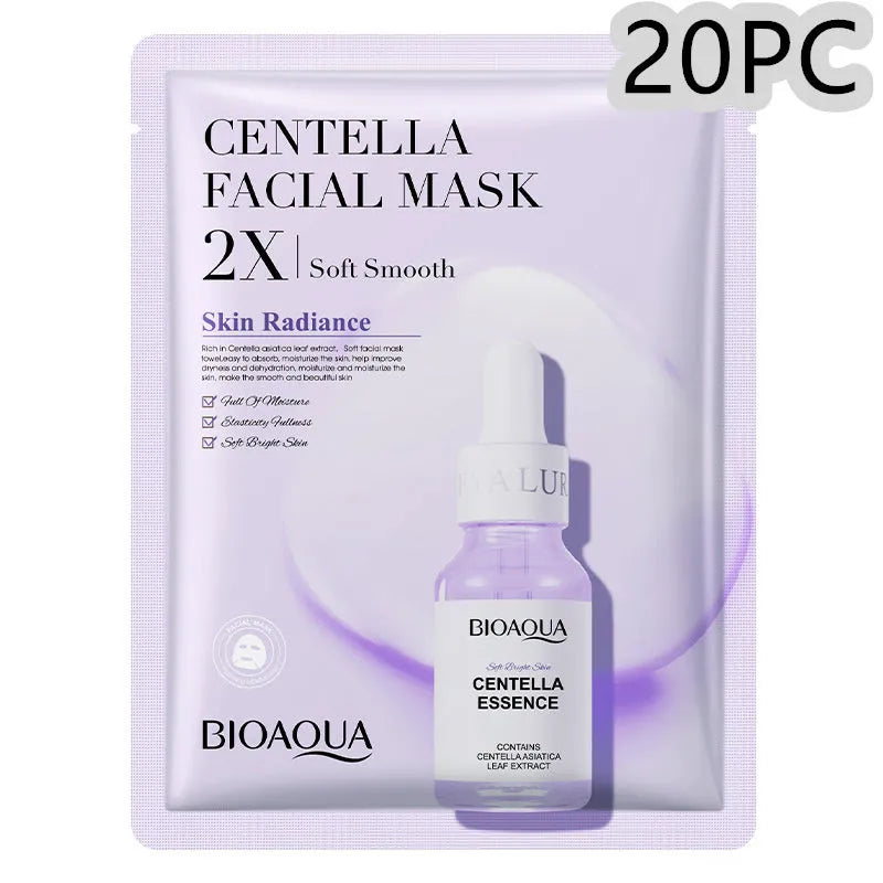 Collagen and hyaluronic acid facial sheet mask set with four variant packages showing 30g gel masks
