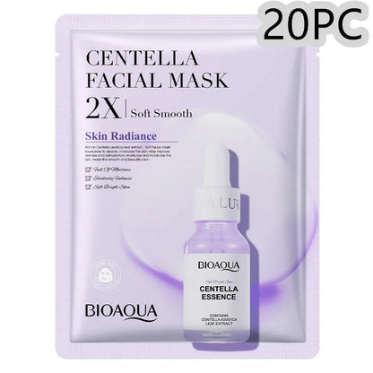 Collagen and hyaluronic acid facial sheet mask set with four variant packages showing 30g gel masks
