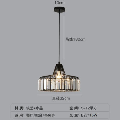 Black and gold iron crystal chandelier LED ceiling lamp with full spectrum light on a white background.