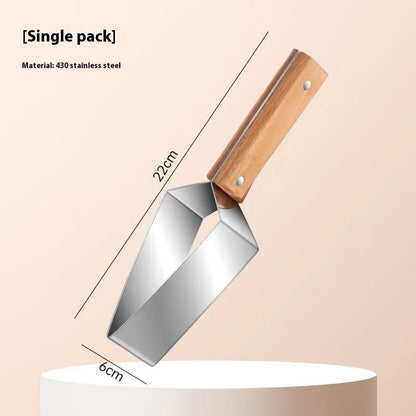 430 stainless steel watermelon slicer with triangle cutting blade and protective cover.