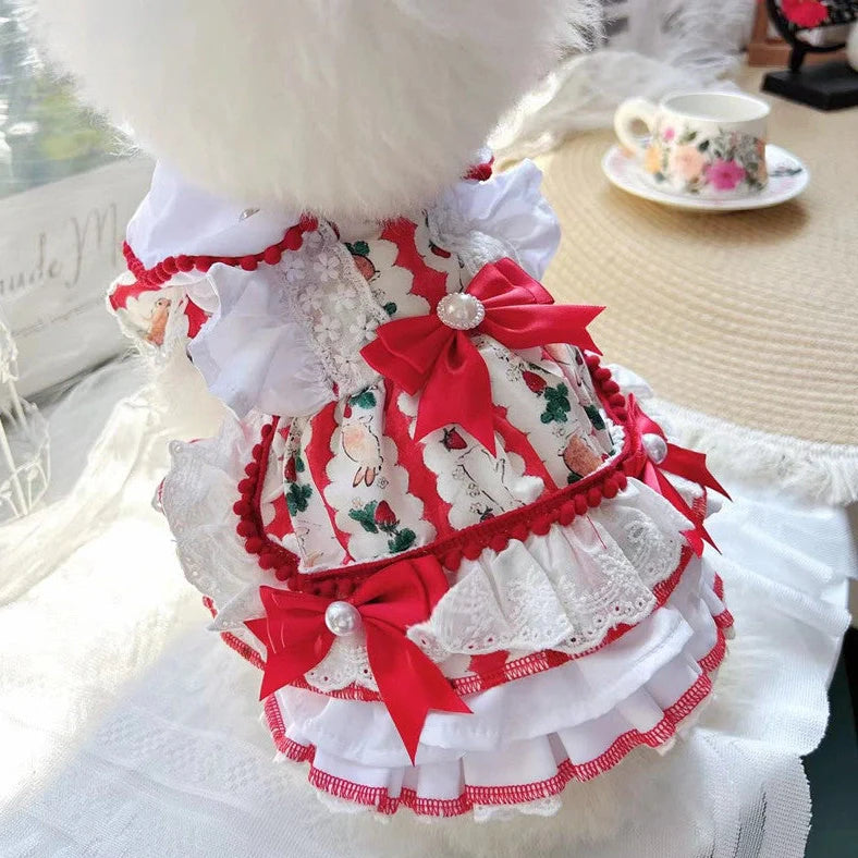 Rabbit skirt design dog clothing in princess style with chest measurements 30-50 cm for dogs 0.50-6.50 kg
