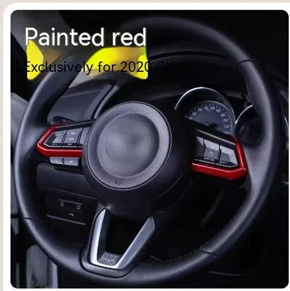 Aluminium alloy steering wheel decorative stickers in brushed red, silver, and blue transparent button designs