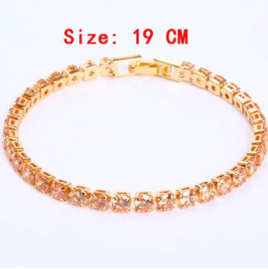 Cubic Zirconia Tennis Bracelet with AAA+ crystals on a copper box chain