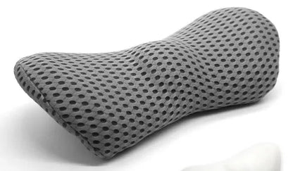 Ergonomic lumbar support pillow with grey 4D mesh fabric cover and memory foam core