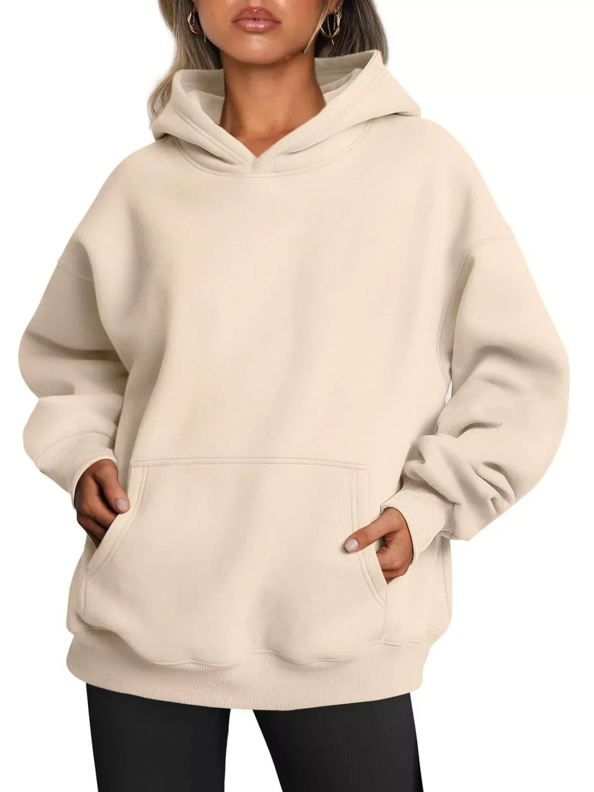 Women's oversized fleece hoodie with pocket in various colors