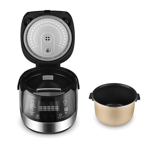 White electric rice cooker with non-stick inner pot, 1.8-litre capacity, EU plug