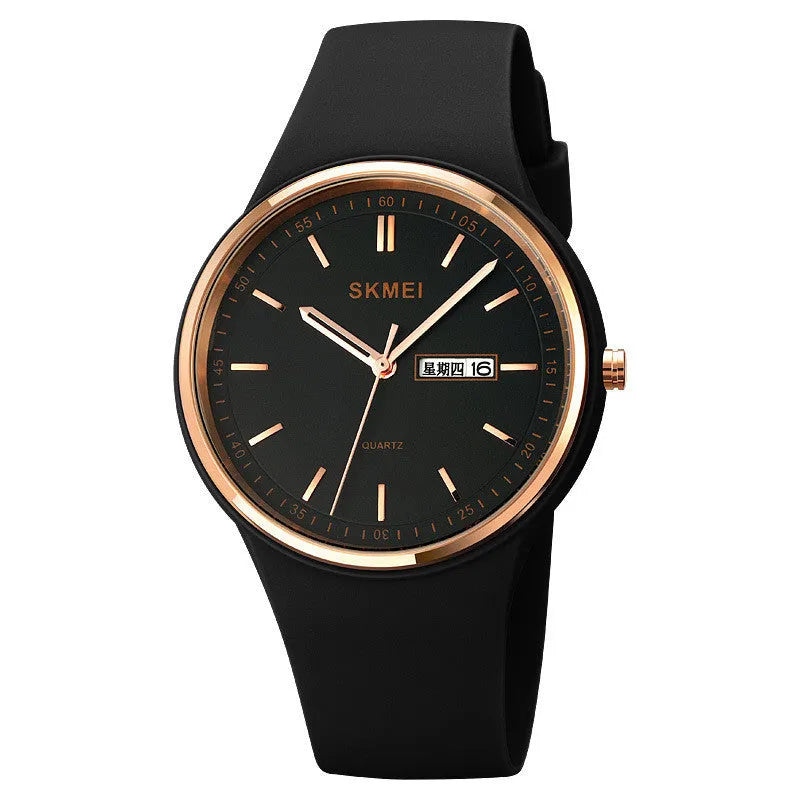 Silicone quartz watch for female students with 42mm dial in six colour options.