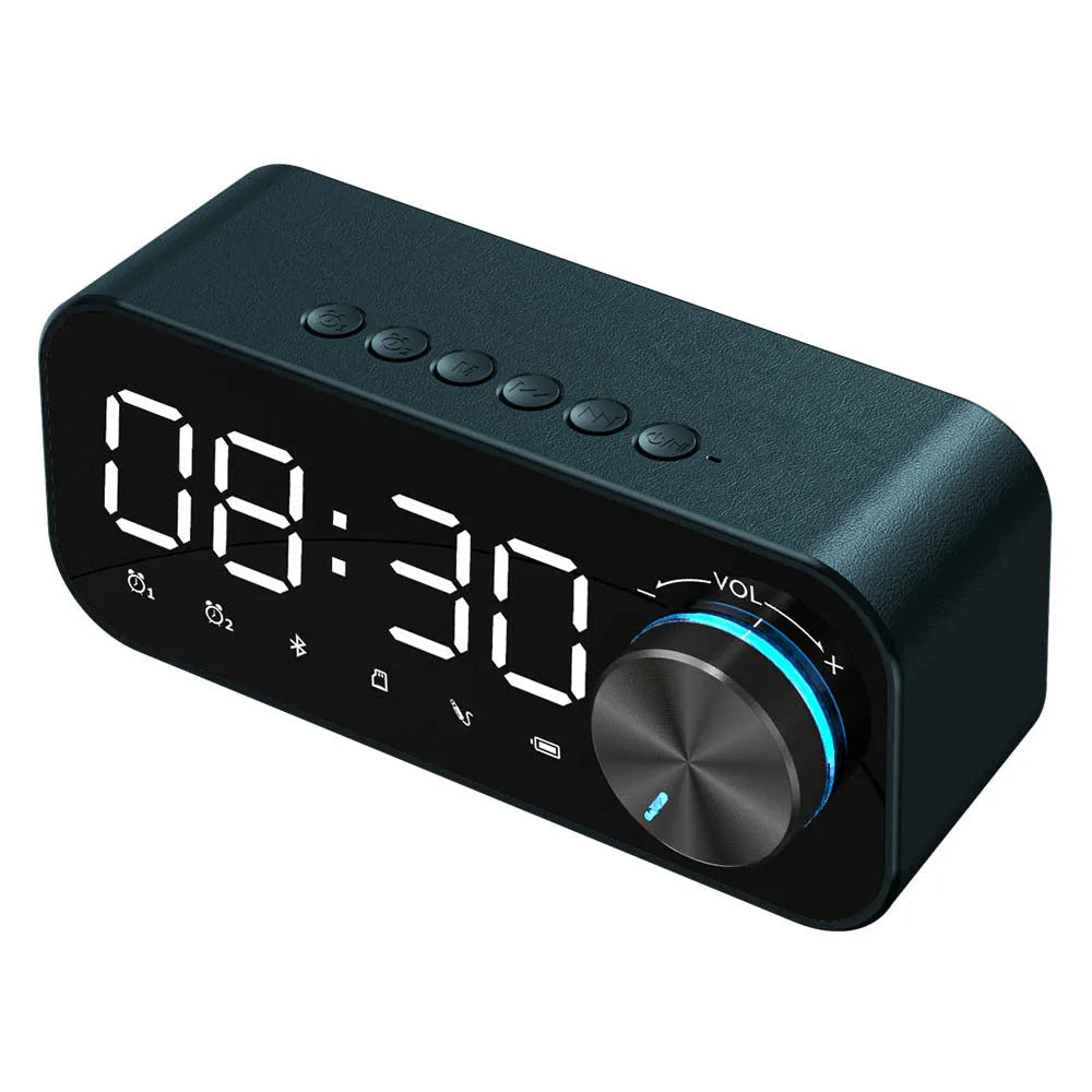 Bluetooth alarm clock speaker with digital display, 143x33x46mm plastic body, black colour option