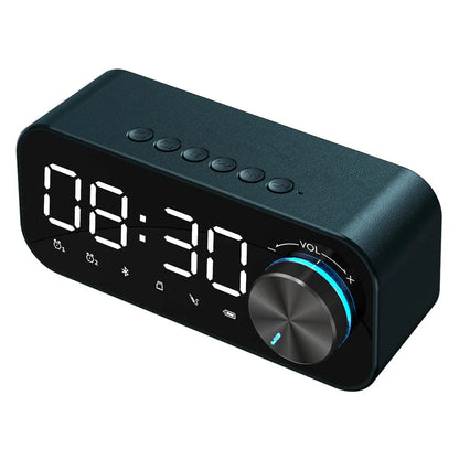 Bluetooth alarm clock speaker with digital display, 143x33x46mm plastic body, black colour option
