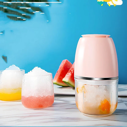 Household electric ice crusher in cherry blossom powder with 200W motor and 105mm square design