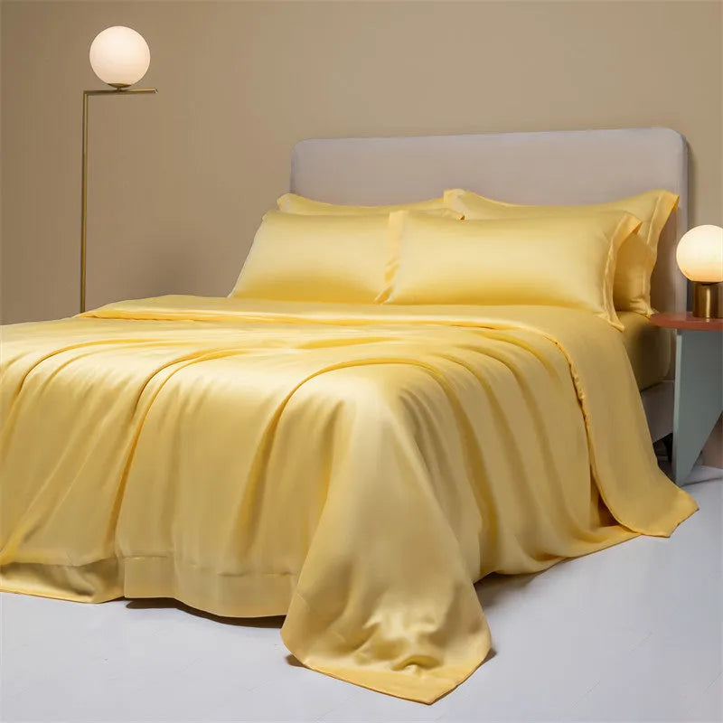 Luxury Lenzing Tencel quilt sheets set in Aurora Blue with 200 thread count twill weave and UK sizing