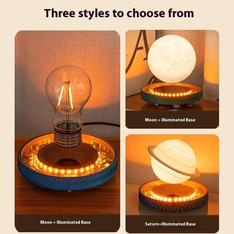 Magnetic suspension small night lamp in 3D-printed design with floating effect, UK plug