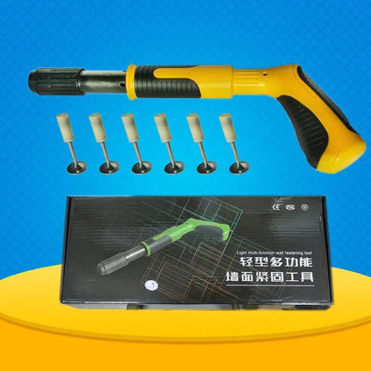 Yellow mini silencer gun nailer with non-slip rubber handle for concrete walls and iron sheets