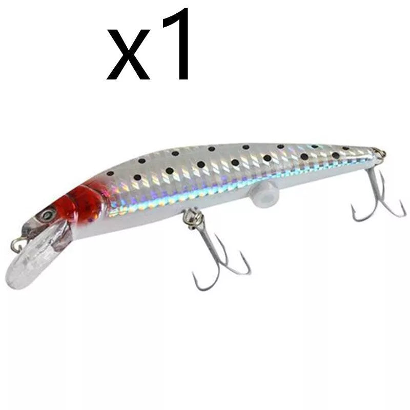 USB rechargeable twitching fish lure with LED light for night fishing