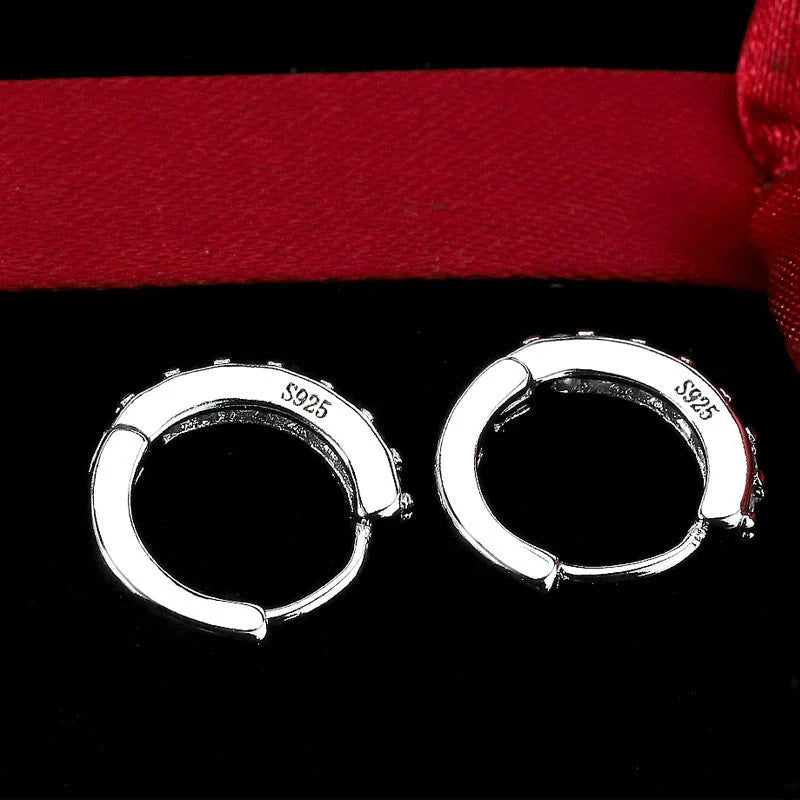 Elegant S925 Sterling Silver Single Row Diamond Earrings for Women