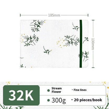 Feiluniao watercolour notebook with fabric cover, 185mm length, open to show paper for painting.