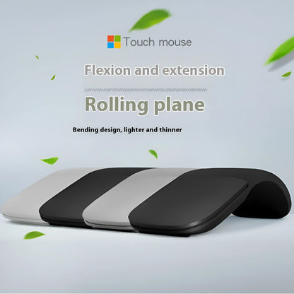 Black folding touch wireless mouse shown in open position with Bluetooth 4.0 logo