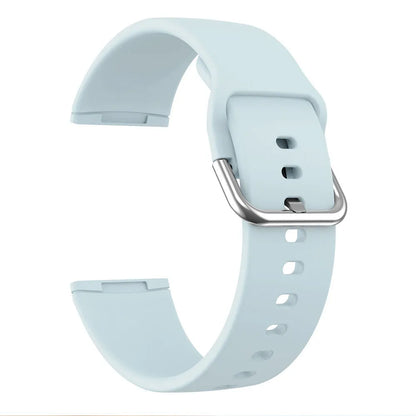 Silicone strap for Fitbit Versa 3 and Sense 2 in multiple colours with silver buckle on wrist