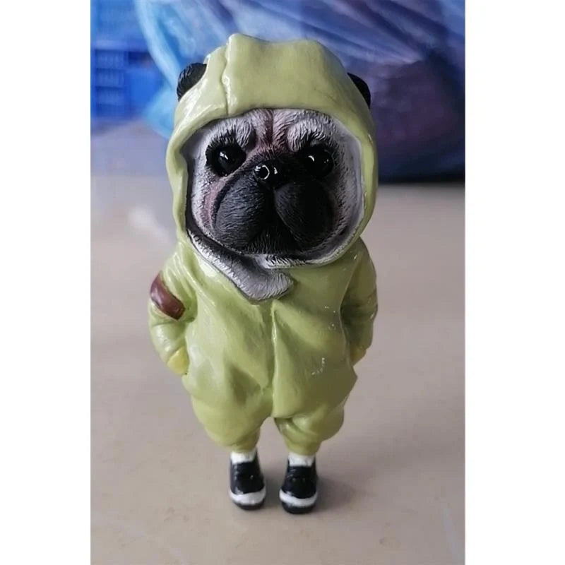 Handmade Mogwai dog figurines in green, light pink, black, and deep pink colors